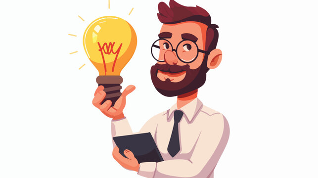 Office worker with idea bulb. cartoon illustration