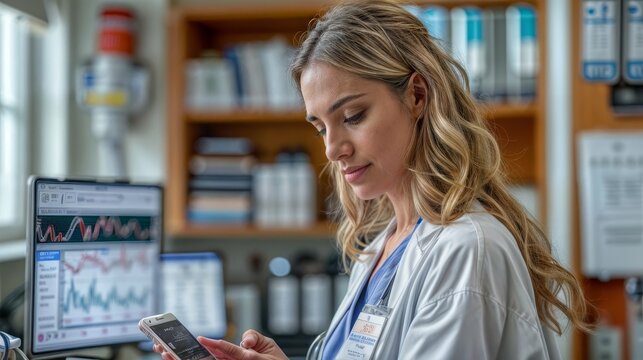 Over Shoulder View Of Woman Using Continuous Glucose Monitor To Improve Diabetes Control. Unrecognizable Lady Showing Phone Displaying Blood Sugar Test On Smartphone App