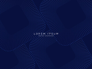Dark blue abstract background with halftone dots and lines. Glowing light blue gradient dotted line pattern. Geometric design. Modern futuristic concept. Space for text. Modern vector illustration.