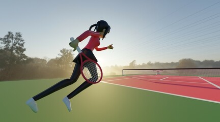 tennis character 3d render illustration