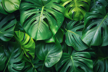 green leaves wallpaper, AI generated image