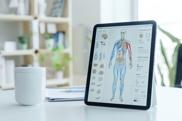 Interactive anatomy application on a tablet. E-learning and modern technology in medicine.