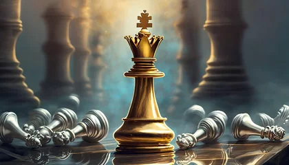 Fotobehang chess on the chessboard © Frantisek