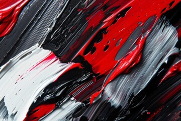 The stark contrast of red, black, and white in an oil painting background, evoking depth and emotion through color