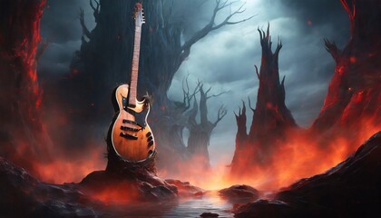 guitar in fire - 778911619