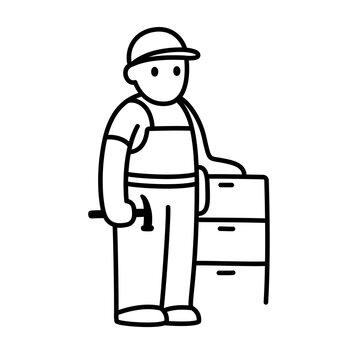 builder standing beside drawers, holding hammer clip art preview