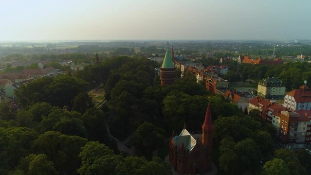 Landscape Water Tower Church Stargard Wieza Cisnien Park Aerial View Poland