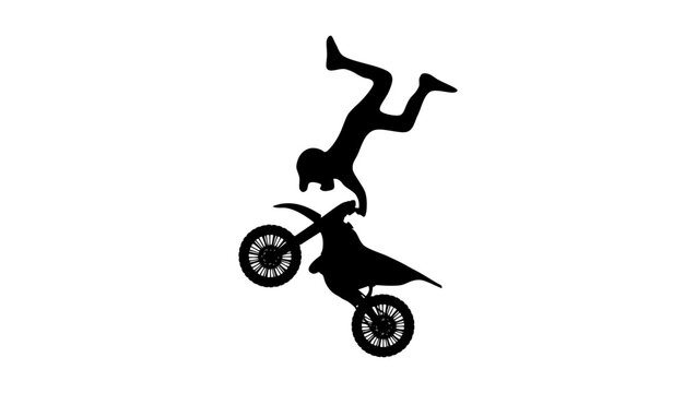 black silhouette motocross rider falling clip art preview
