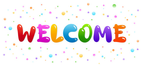 Welcome Word text handwriting colorful illustration vector on transparent background. Element text letter formal art card party fun happy birthday anniversary celebration decoration design