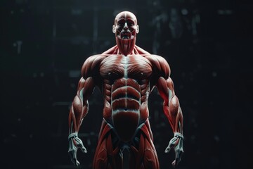 Riveting depiction of the muscular system, emphasizing the human form and biology. - obrazy, fototapety, plakaty