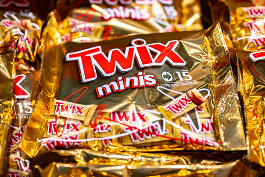 Packages of Twix, confectionery products made by Mars