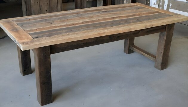 A Rustic Barnwood Table With A Reclaimed Wood Top