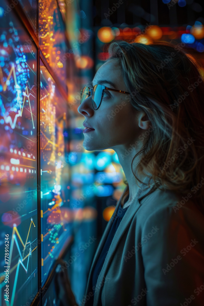 Poster Data Analytics, Analysts interpret complex data on screens to extract business insights