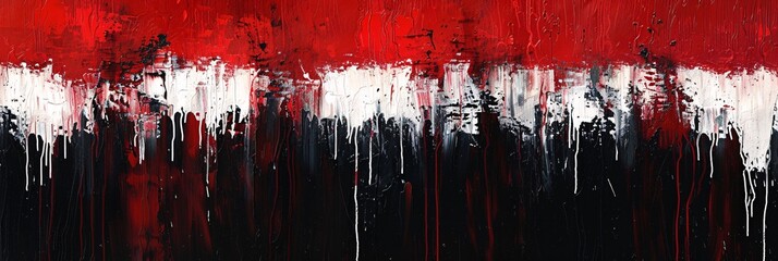 The stark contrast of red, black, and white in an oil painting background, evoking depth and emotion through color