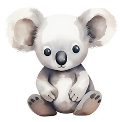 AI-generated watercolor cute Koala sitting clip art illustration. Isolated elements on a white background.