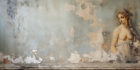 Old wall with retro fresco painting - 778917049