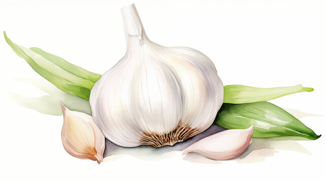 Hand drawn cartoon garlic watercolor illustration material
