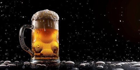 fresh beer with foam in a glass Generative AI - obrazy, fototapety, plakaty