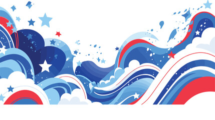 Patriotic wave background 2d flat cartoon vactor il - obrazy, fototapety, plakaty