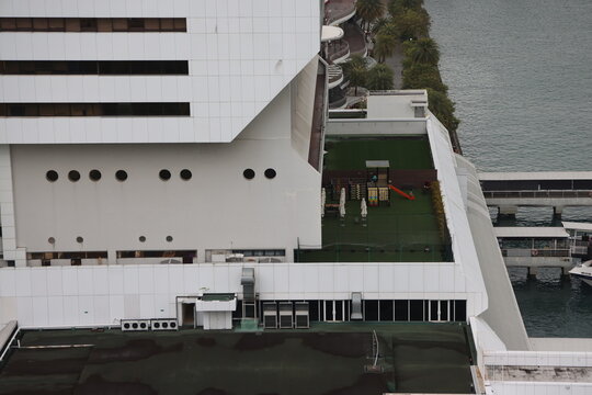 Topical view of cruise ship docked in Singapore on march 1, 2024