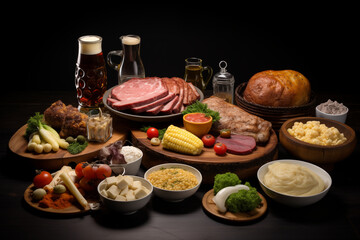 German traditional food on dark table - 778919026