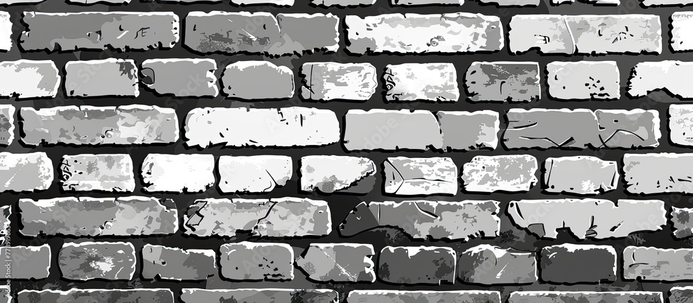 Aufkleber a monochromatic image showcasing the art of brickwork on a building, with a repetitive pattern of re