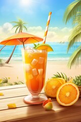 refreshing summer cocktail for the beach Generative AI