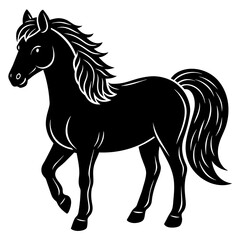 Obraz na płótnie Canvas horse illustration, black horse silhouette vector illustration,icon,svg,animals,acoustic horse characters,Holiday t shirt,Hand drawn trendy Vector illustration,horse on black background
