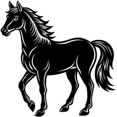 Obraz na płótnie Canvas horse illustration, black horse silhouette vector illustration,icon,svg,animals,acoustic horse characters,Holiday t shirt,Hand drawn trendy Vector illustration,horse on black background
