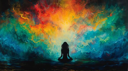 Abstract colorful depiction of meditation - obrazy, fototapety, plakaty
