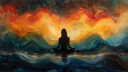 Abstract colorful depiction of meditation