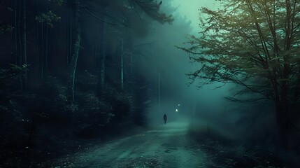 Ethereal Encounter: Lone Figure in Moonlight./n