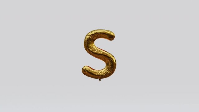 Gold Balloon Letter 3d animation rotation S
