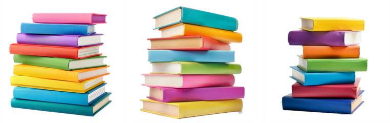 Stack of colorful books isolated