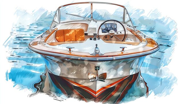 The boat steer illustration is a hand drawn digital painting