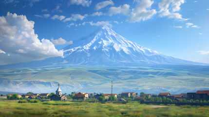 Majestic Mt. Ararat: Enthralling Blend Of Natural Beauty & Biblical Significance - obrazy, fototapety, plakaty