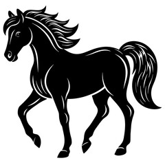 horse illustration, black horse silhouette vector illustration,icon,svg,animals,acoustic horse characters,Holiday t shirt,Hand drawn trendy Vector illustration,horse on black background