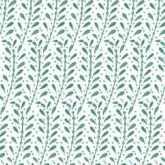 Seamless flowewrs and leaves pattern. Vector illustration