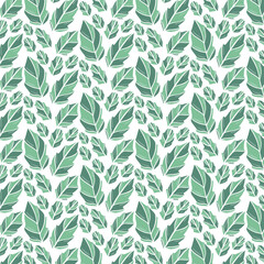 Seamless flowewrs and leaves pattern. Vector illustration