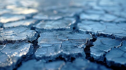   A detailed image of ice with water droplets on the surface and above it