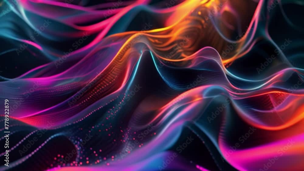 Poster computer generated colorful wave on dark background