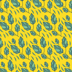 Seamless flowewrs and leaves pattern. Vector illustration