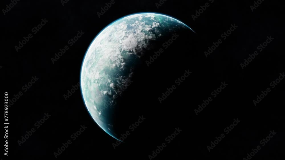 Poster blue planet in space. universe and planet. 3d-rendering. animation