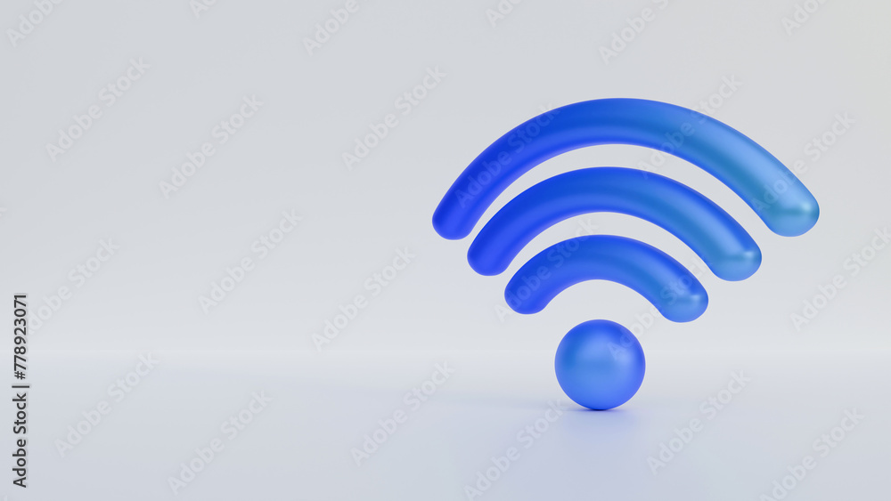 Poster blue wifi signal icon on white background. connection and network symbol. 3d wireless connection and