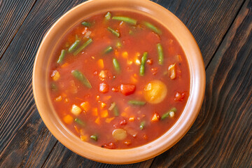 Portion of Minestrone soup