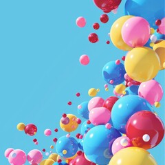   A bunch of balloons float in the blue sky