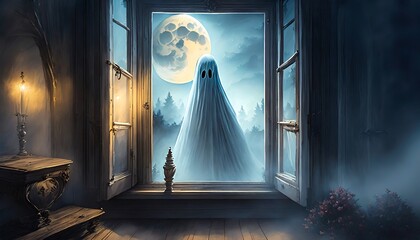 night spirits and ghosts - obrazy, fototapety, plakaty