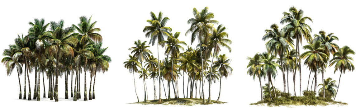 Three coconut palm trees