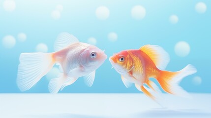 Two goldfish in aquarium, underwater, goldfish, fish, tail