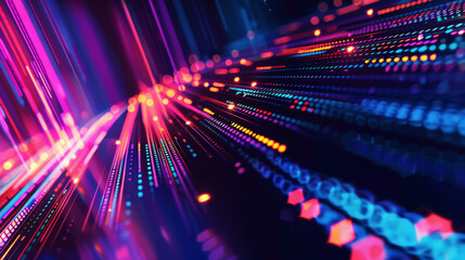 Futuristic Light Streaks from High-Speed Data Network